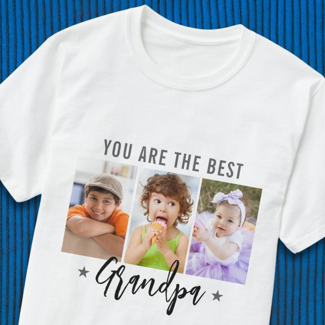 Best Grandpa Ever Three Photo Custom Gift T-Shirt (Best Grandpa Ever Three Photo Custom Gift T-Shirt
)