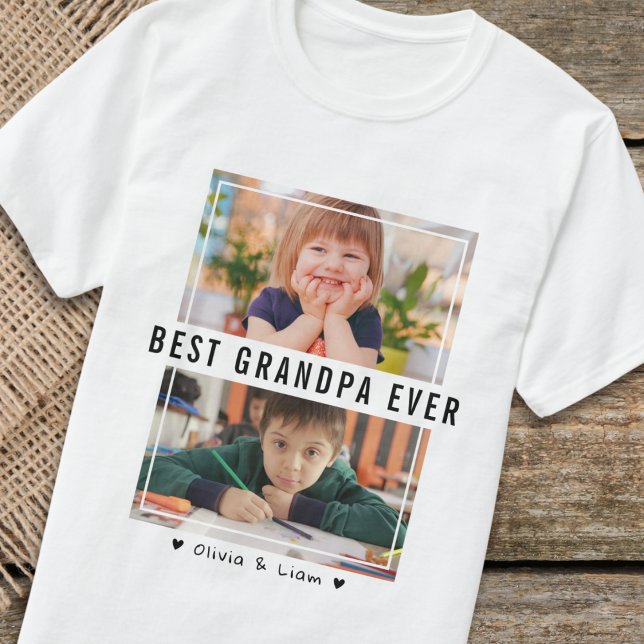 Best Grandpa Ever Two Photo Personalised Gift T-Shirt (Best Grandpa Ever Two Photo Personalized Gift T-Shirt
)