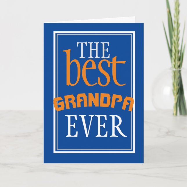 Best Grandpa Ever Typography Blue Birthday Card (Front)