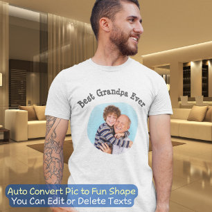 Best Grandpa Ever upload your square family photo T-Shirt