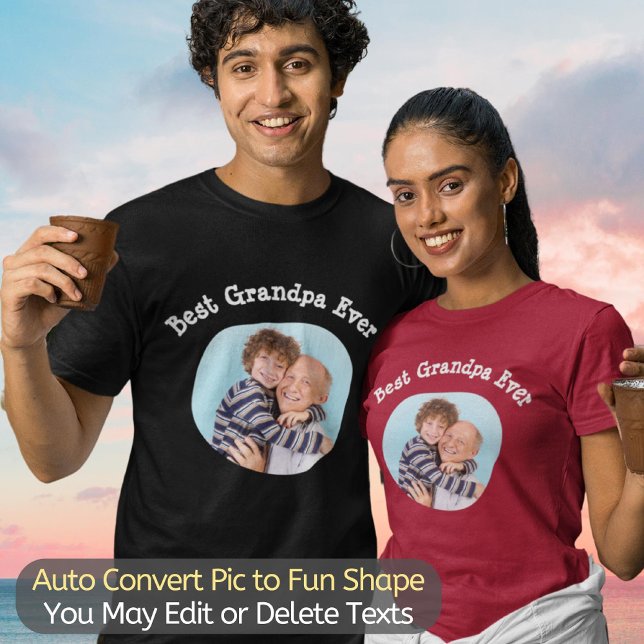 Best Grandpa Ever upload your square family photo T-Shirt (Creator Uploaded)