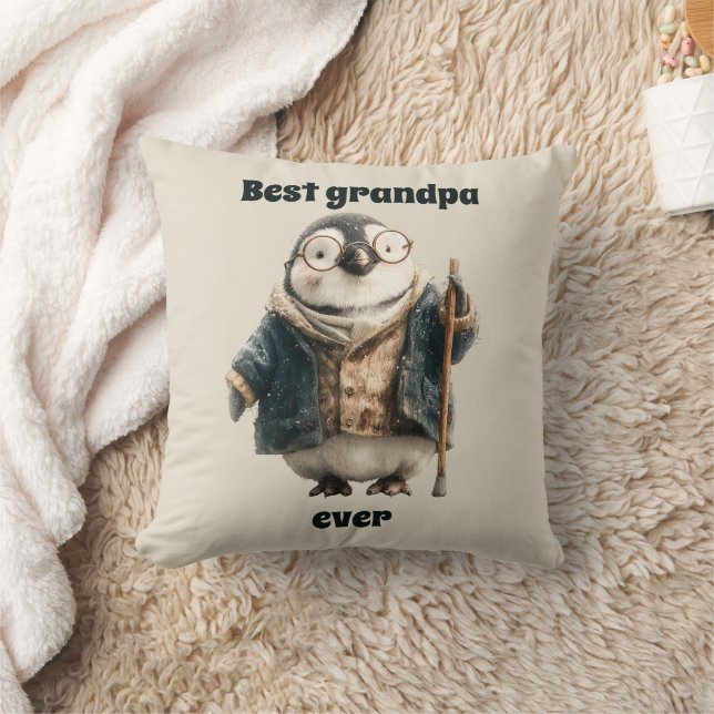 Best Grandpa Ever Winter Penguin Cushion (Blanket)