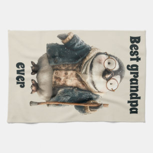 Best Grandpa Ever Winter Penguin Tea Towel