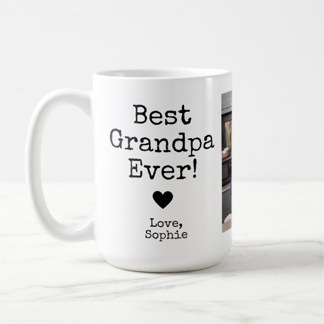 Best Grandpa Ever with Picture | Custom Text Coffe Coffee Mug (Left)