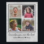 Best Grandpa Grandchildren 4 Photo Collage Rustic Faux Canvas Print<br><div class="desc">Photo collage canvas art gift for grandpa to express your love on holidays and special occasions such as father's day, grandparent's day and birthday.  Personalise with 4 favourite photographs.</div>