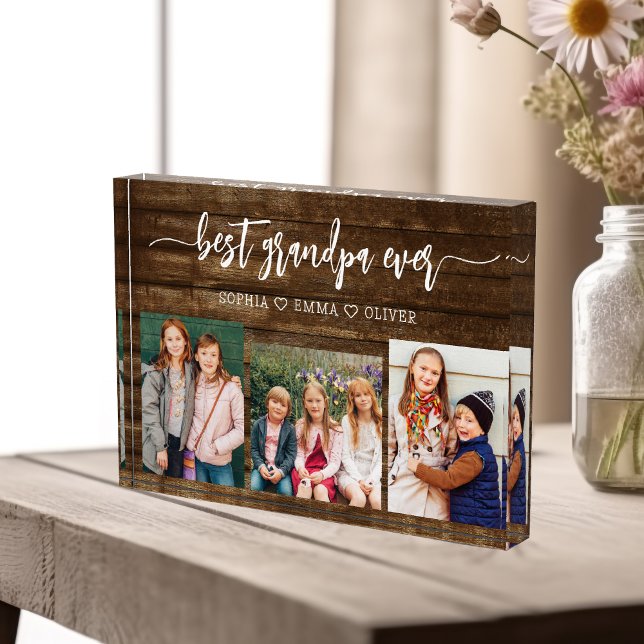 Best Grandpa Grandchildren Wood Photo Collage (Creator Uploaded)