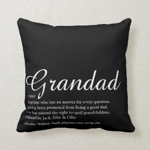 Best Grandpa, Grandfather Ever Definition Script Cushion