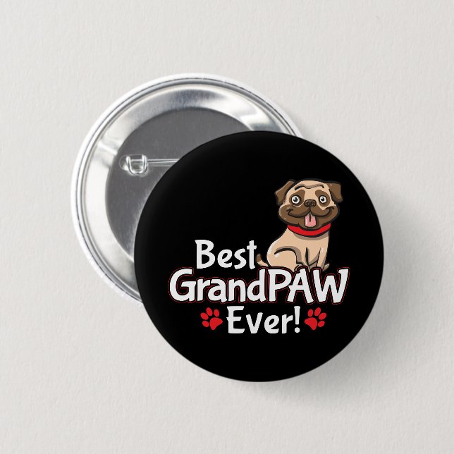 Best Grandpa GrandPAW Ever 6 Cm Round Badge (Front & Back)