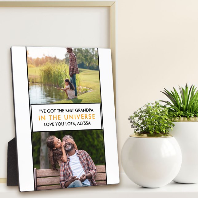 Best Grandpa in the Universe Personalised 2 Photo Plaque (Creator Uploaded)