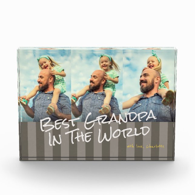 Best Grandpa In The World Custom Photo Block (Front)