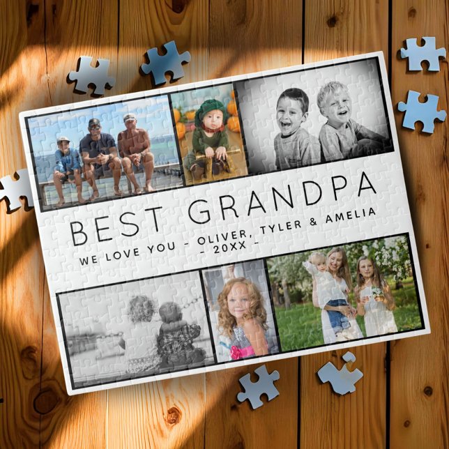 Best Grandpa Modern 6 Photo Collage Father`s Day Jigsaw Puzzle (Creator Uploaded)