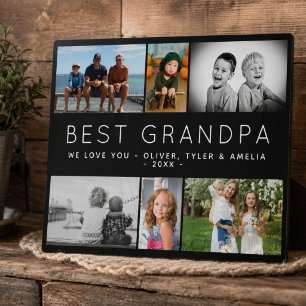 Best Grandpa Modern 6 Photo Collage Father`s Day Plaque