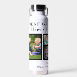 Best grandpa modern photo collage typography water bottle<br><div class="desc">Modern contemporary Happy Father's Day BEST GRANDPA EVER five family photo collage personalised keepsake simple white and black water bottle with a bold typography script template. Create your own with 5 custom family pictures and your text! You can change the colours of text and background. It can be a cute...</div>
