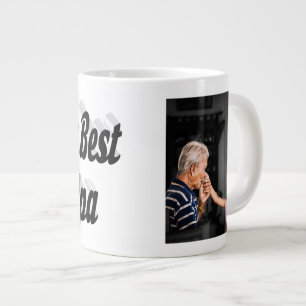 Best Grandpa photo black text Large Coffee Mug