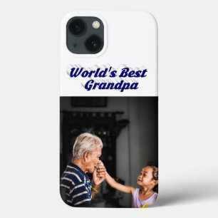 Best Grandpa photo dark blue text iPhone 13 Case
