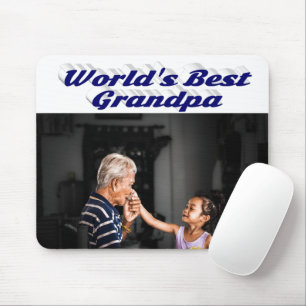Best Grandpa photo dark blue text Mouse Pad
