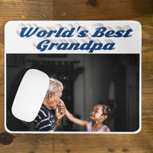 Best Grandpa photo sea blue text Mouse Pad