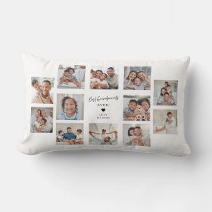 Best Grandparents Ever 12 Family Photo Collage Lumbar Cushion