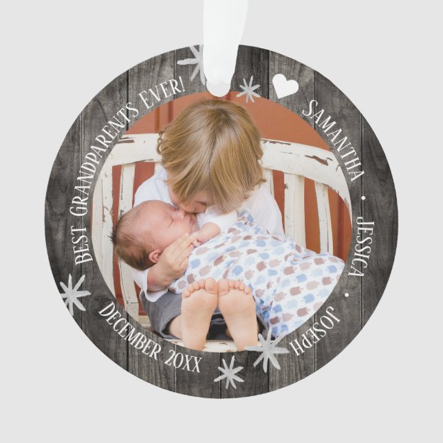 Best Grandparents Ever 2 Photo Christmas Ornament (Front)