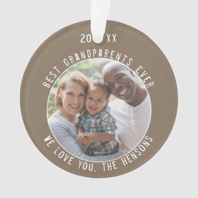 Best Grandparents Ever Modern Keepsake Photo Ornament (Front)