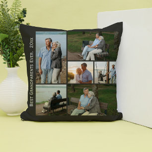 Best Grandparents Ever Photo Collage Throw Pillow