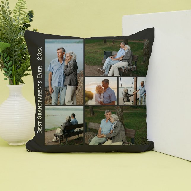 Best Grandparents Ever Photo Collage Throw Pillow (Creator Uploaded)
