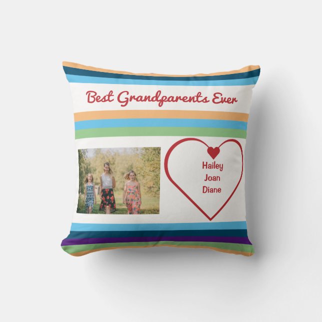 Best Grandparents Ever Photo Names Colour Bands  Cushion (Front)