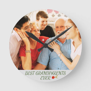 Best Grandparents Grandkids Keepsake Throw Pillow Round Clock