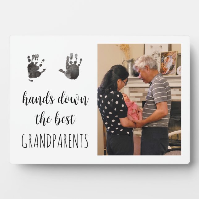 Best Grandparents Handprint Photo  Plaque (Front)