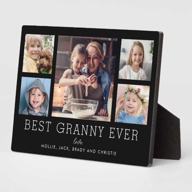 Best Granny Ever 5-Photo Collage Keepsake Custom Plaque (Side)