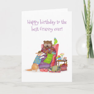 Best Granny ever birthday card with cute bear