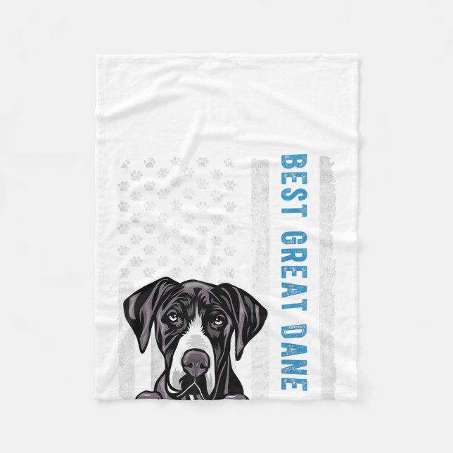 Best Great Dane Ever American Flag Fun Gift Dog Fleece Blanket (Front)