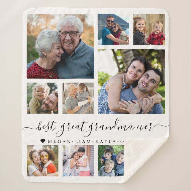 Best Great Grandma Ever 10 Photo Collage  Sherpa Blanket (Front)