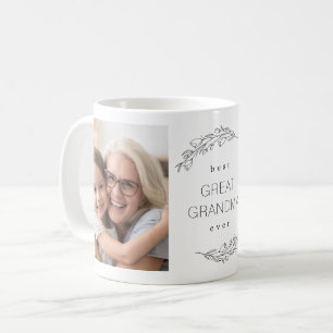 Best Great Grandma Ever Floral Wreath Photo Mug