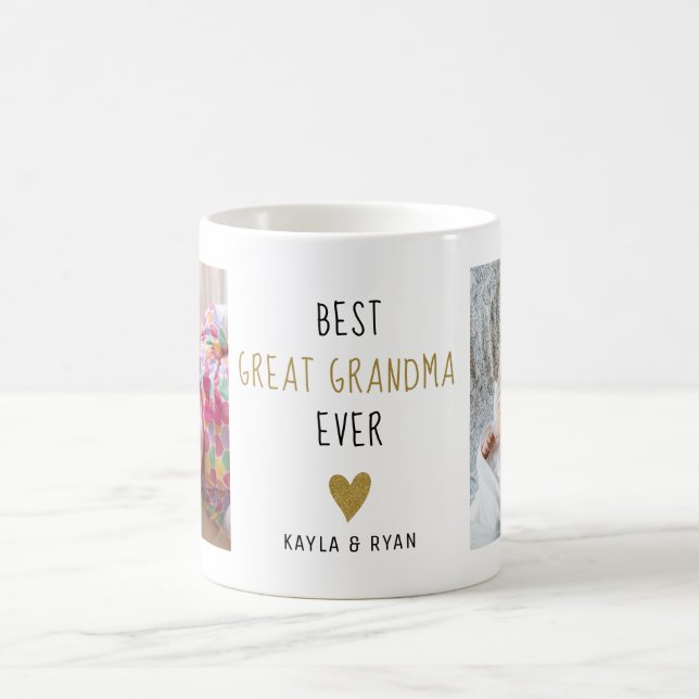 Best Great Grandma Ever Grandkids 2 Photo Collage  Coffee Mug (Center)