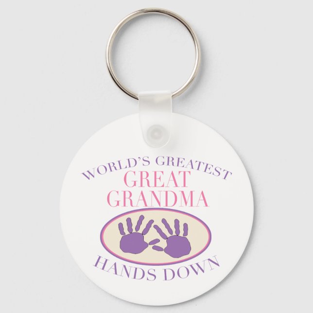 Best Great Grandma Hands Down T-shirt Key Ring (Front)