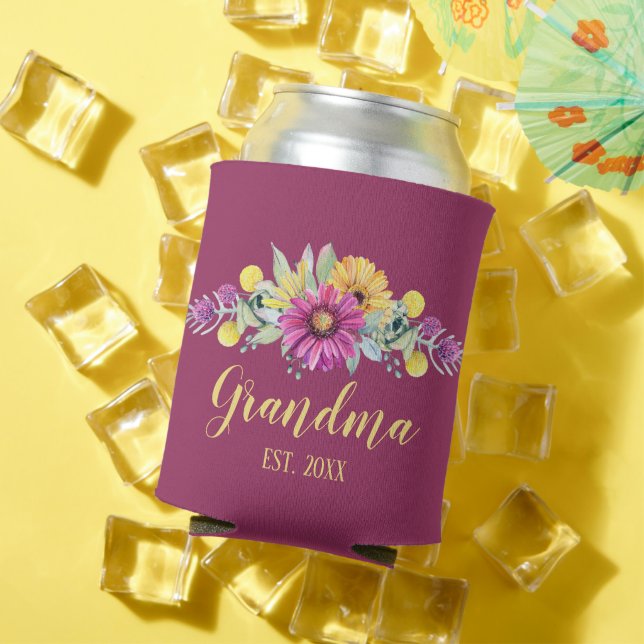Best Great Grandma Rustic Daisy Floral Can Cooler (In Situ Summer)