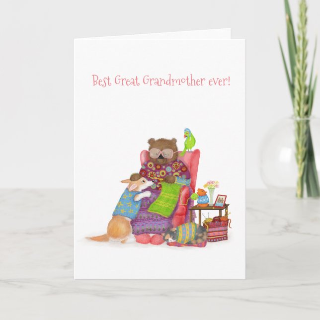 Best Great Grandmother ever card with cute bear (Front)