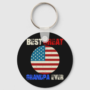 Best Great Grandpa Ever American Flag Father's Day Key Ring