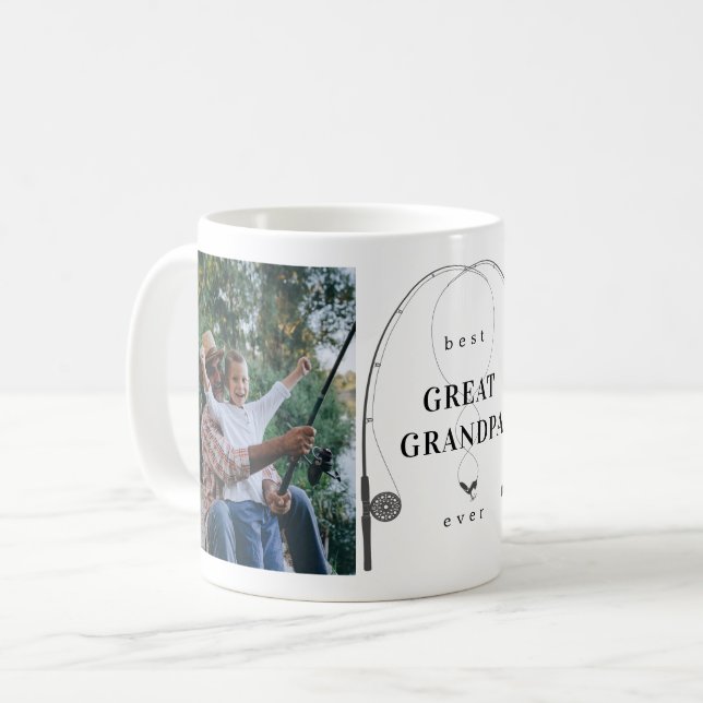 Best Great Grandpa Ever Fishing Rod Photo Mug (Front Left)