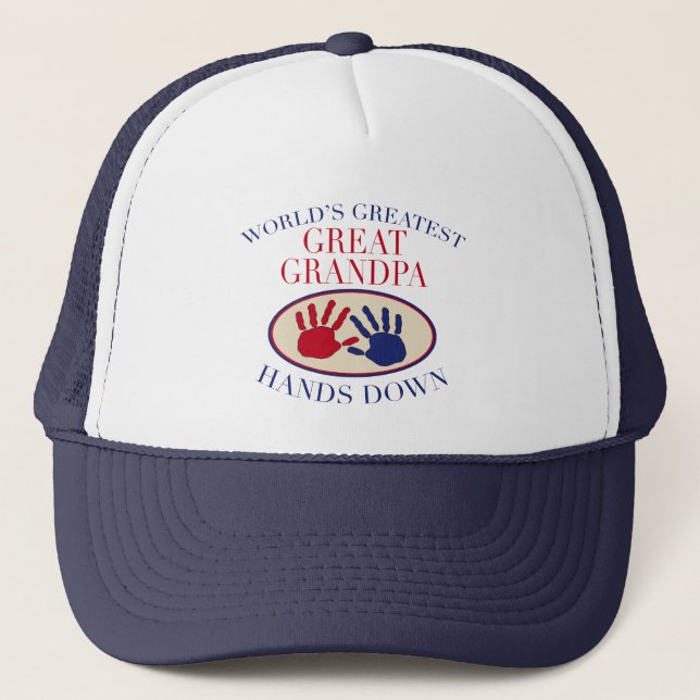 Best Great Grandpa Hands Down Trucker Hat (Front)