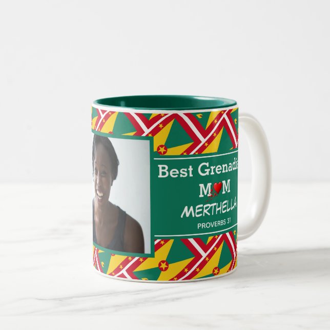 BEST GRENADIAN MOM Personalised Photo Two-Tone Coffee Mug (Front Right)