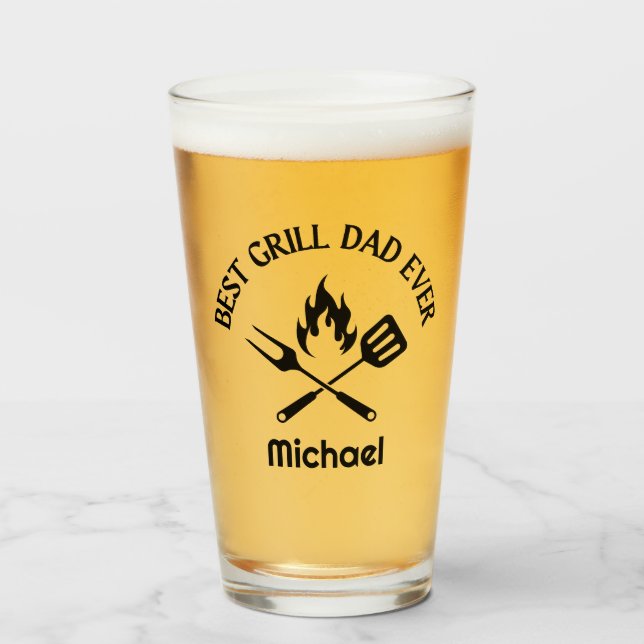 best grill dad, personalised stylish bbq glass (Front Filled)