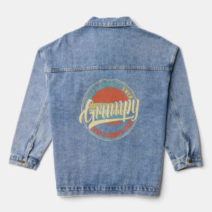 Best Grumpy Ever Vintage Retro Funny  Dad Papa Gra Denim Jacket