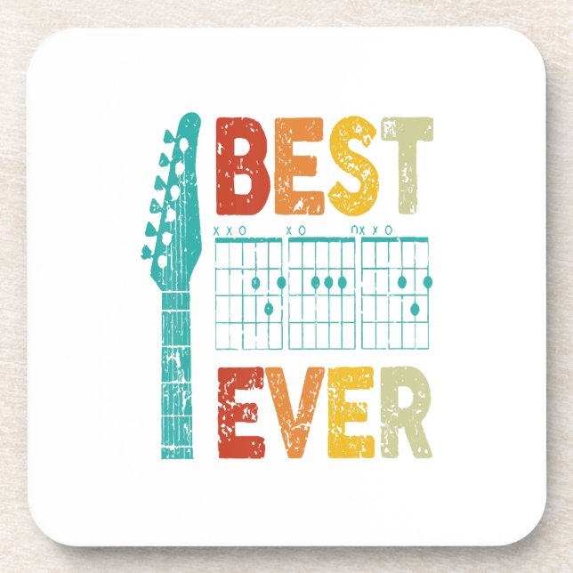 Best guitar dad ever chords best dad guitar shirt  coaster (Front)
