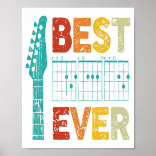 Best guitar dad ever chords best dad guitar shirt  poster