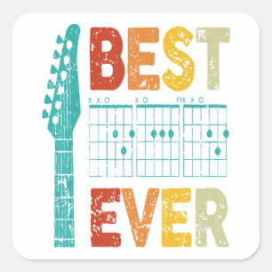 Best guitar dad ever chords best dad guitar shirt square sticker