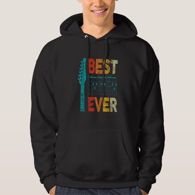 Best guitar dad ever guitar chords for guitar hoodie (Front)