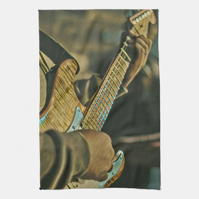 best guitarist ever tea towel (Vertical)
