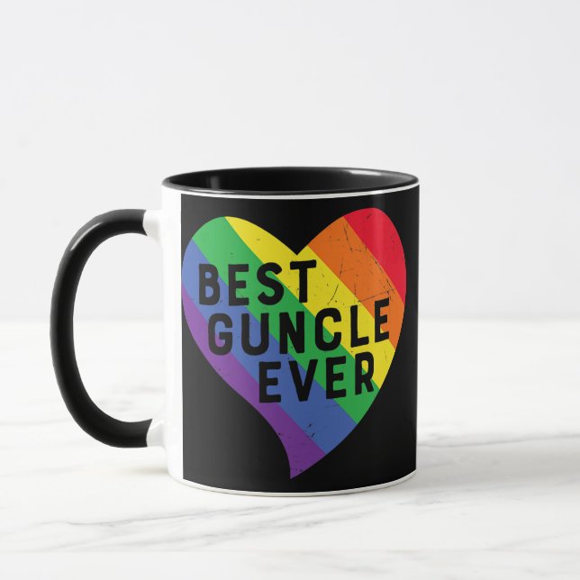 Best Guncle Ever Uncle LGBTQ Pride Rainbow Flag Mug (Left)